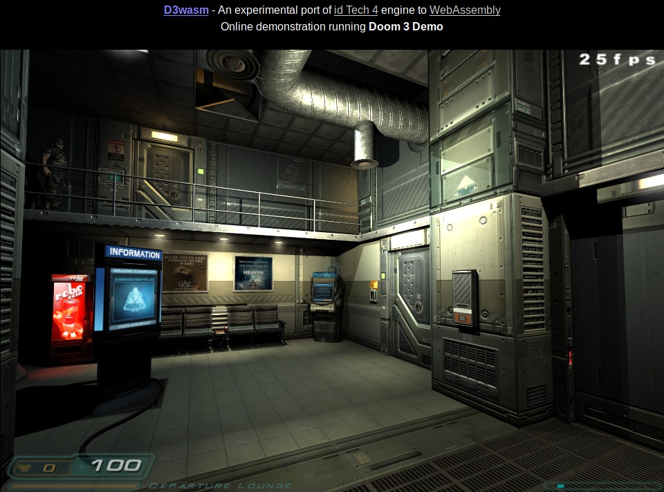 Screenshot from D3wasm WebAssembly port of Doom3